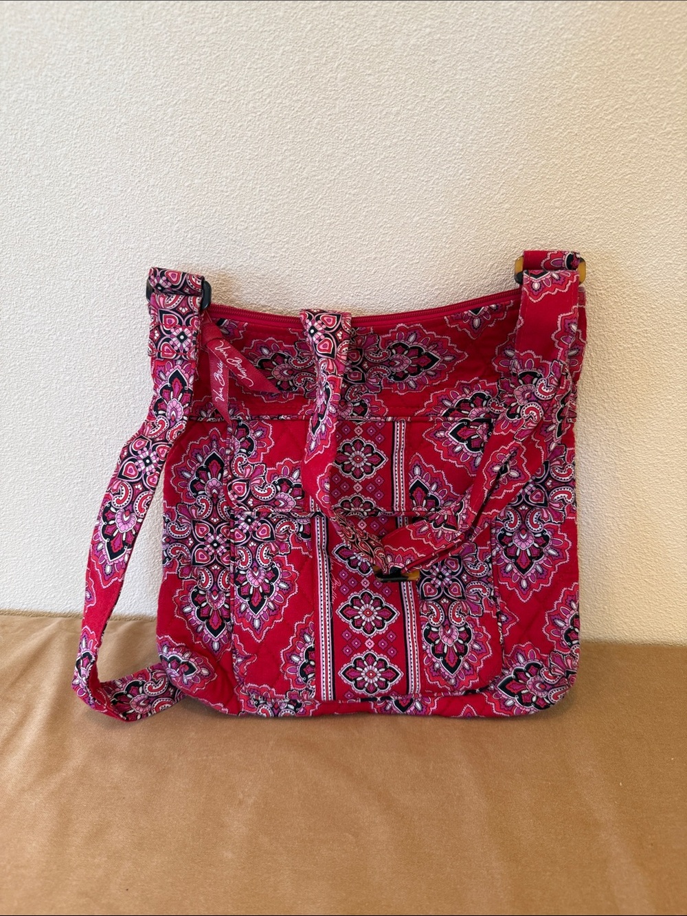 Vera Bradley Pink Red Paisley Crossbody Bag
